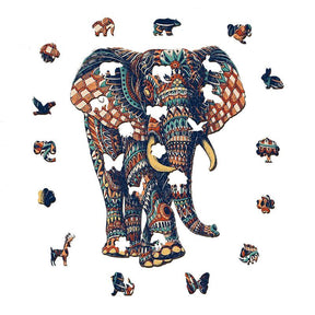 Magic Wooden Elephant Unique Shaped Jigsaw Puzzles