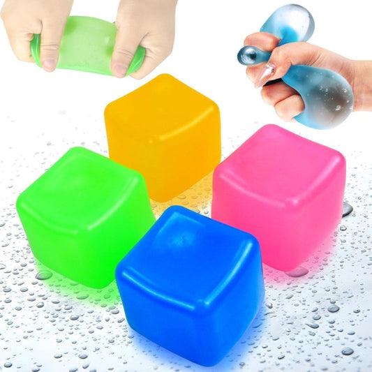 4 pcs Stress Balls for Adults Fidget Toys, Jelly Squeeze Cube Sensory Toys - Cykapu