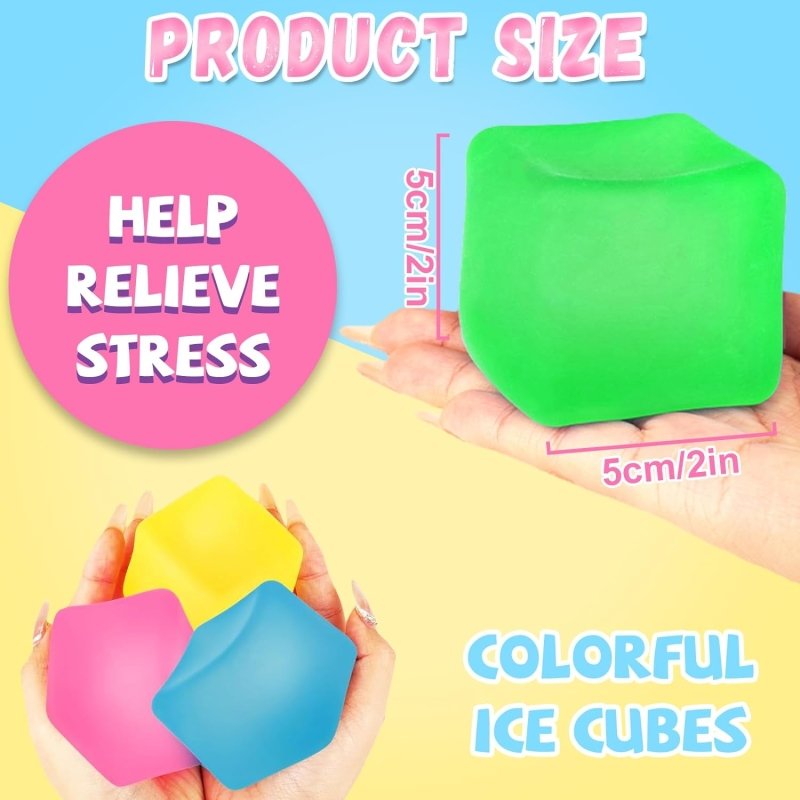 4 pcs Stress Balls for Adults Fidget Toys, Jelly Squeeze Cube Sensory Toys - Cykapu