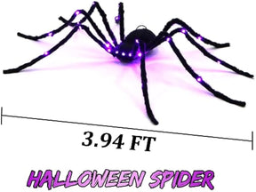 Halloween Spider Decorations, Giant Light up Black Hairy Spider Decoration for Best Halloween Party Outdoor Indoor Yard Decoration - Cykapu
