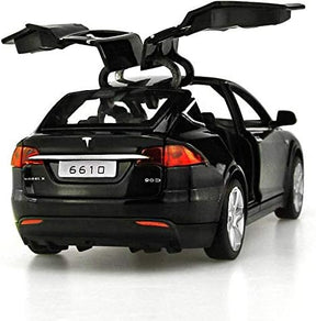 1:32 Alloy Tesla X90 Car Model Pull Back Electronic Toys with Lights and Music, Diecast Car Toy Compatible for Tesla Model X, for Tesla Lovers Collection (Black) - Cykapu