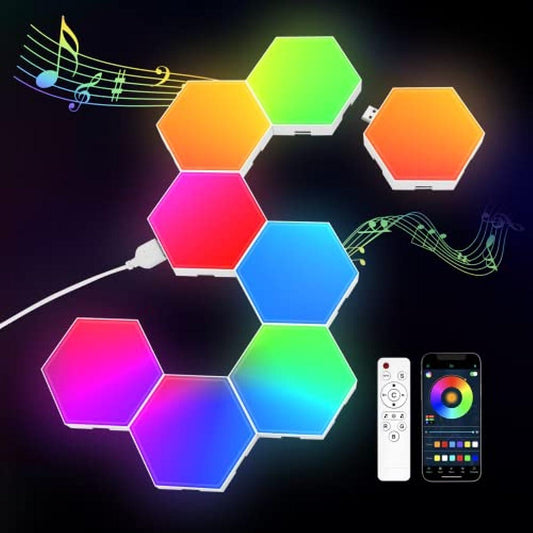 8 Pack Hexagon Light Panels - Smart RGB Hexagon LED Lights Wall Lights with APP & Remote Control - Cykapu