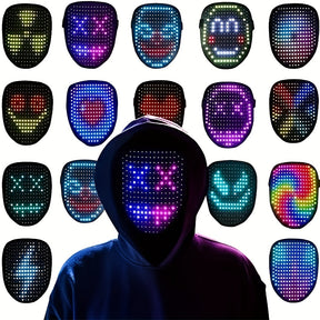 Men's Gesture-sensitive Face Changing Light-emitting Mask, Halloween LED Face Changing Mask