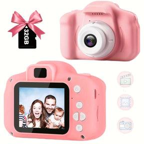 1080P Kids Digital Camera, Color Toy Kids Rechargeable Camera With 2 Inch Screen 13MP 32GB Card Christmas - Cykapu