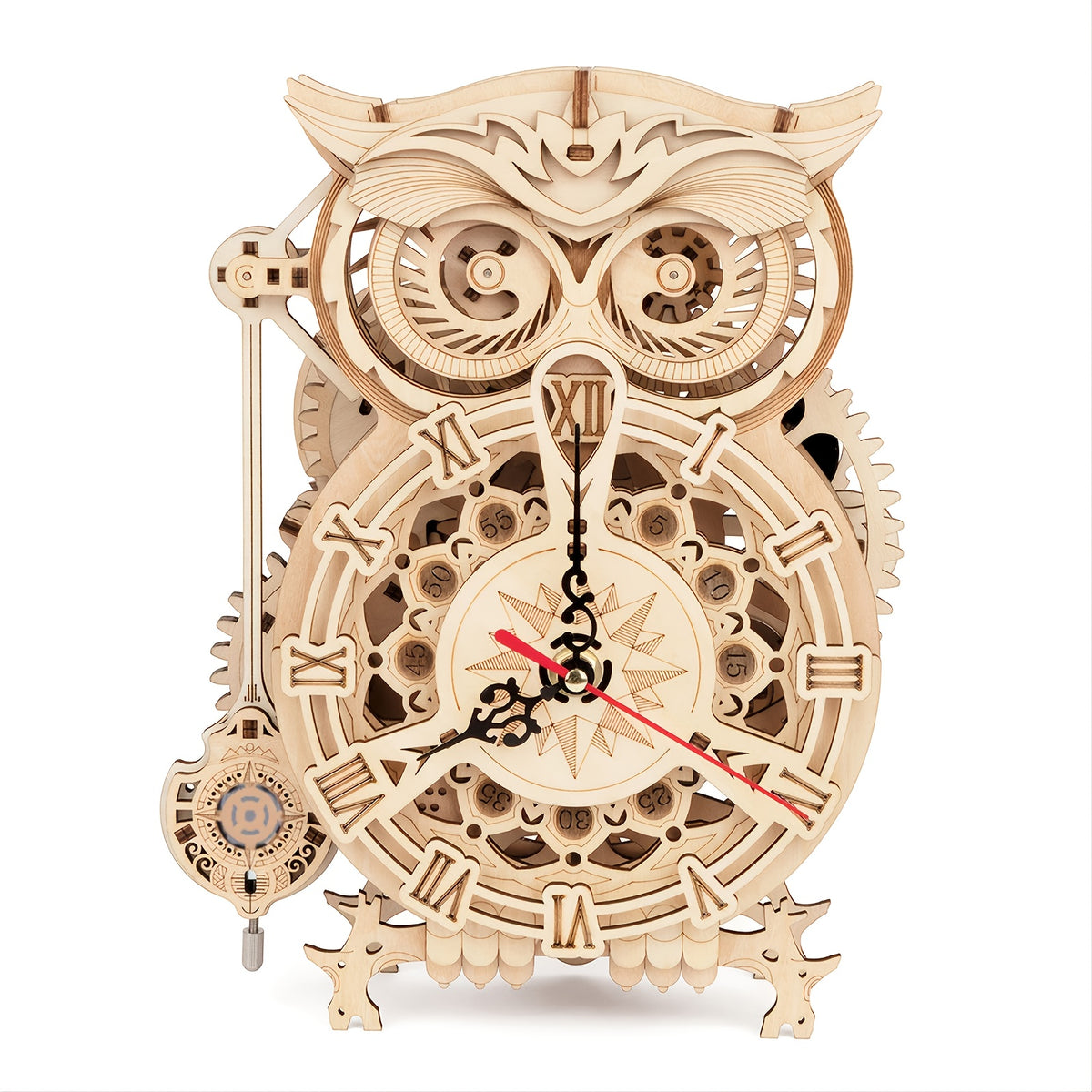 3D Wooden Puzzle Owl Clock Model Kit Desk Clock Home Decor Unique Gift Cykapu