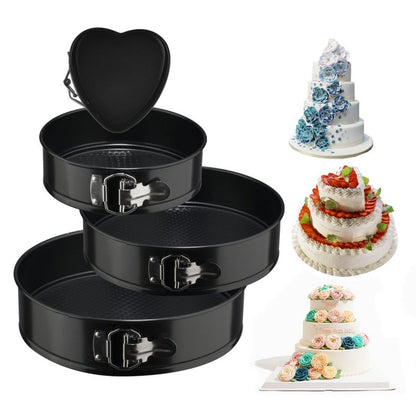 4Pcs/Set Non Stick Round Bake Tin Tray Cake Baking Tools Pan Bakeware for Kitchen black Cykapu