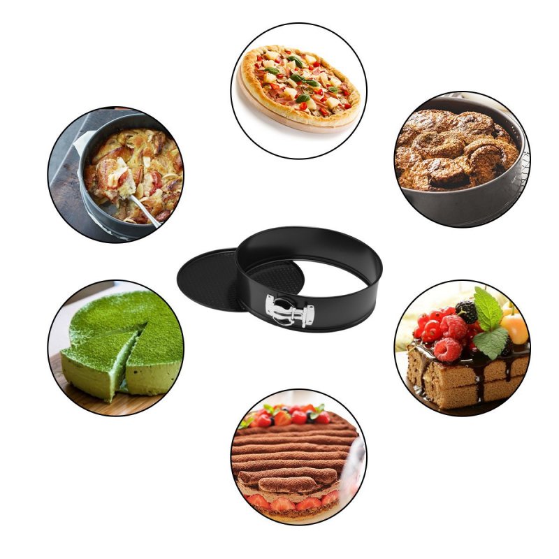 4Pcs/Set Non Stick Round Bake Tin Tray Cake Baking Tools Pan Bakeware for Kitchen black Cykapu