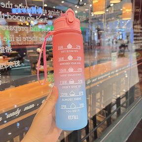 32oz/900mL Motivational Water Bottle With Straw & Time Marker, Daily Water Intake Bottle With Carrying Strap For Fitness,Gym,School, Yoga, Hiking, And Also Suitable For Drinking Water At Ordinary Times