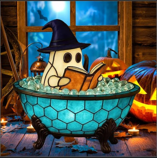 Halloween Ghost Bubble Bath Lamp, Cute Bathtub Ghost Night Lights for Halloween Decor, Reading Books Nightlight