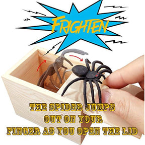 Handcrafted Solid Wood Spider In Box Prank,Rubber Spider Prank Box
