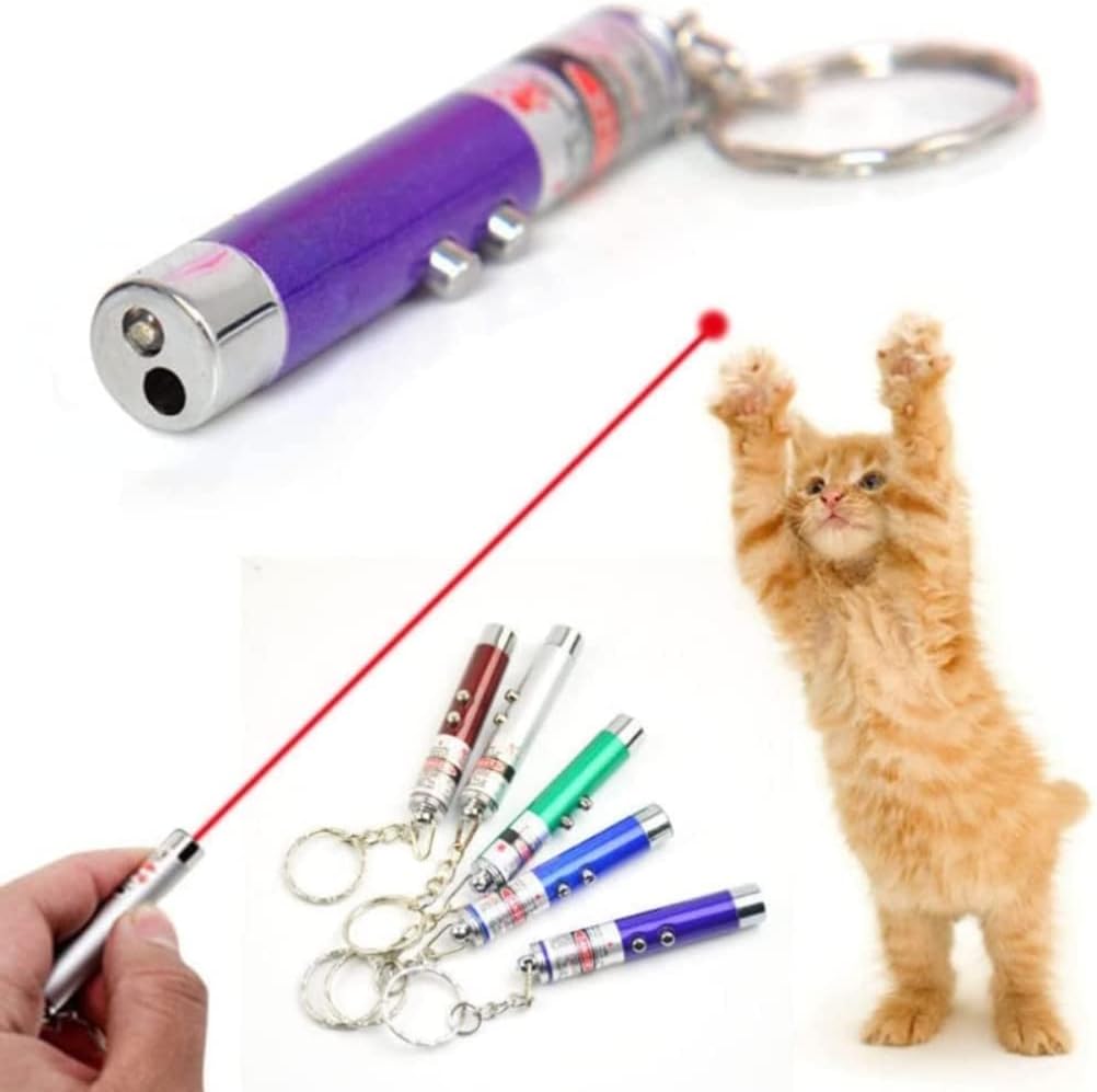 6 PCS Cat Toys Laser Pointer Mini Keychain Laser Pointer LED Flashlight Dog Laser Toy Pet Remote Control Laser