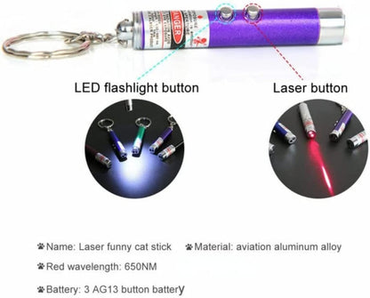 6 PCS Cat Toys Laser Pointer Mini Keychain Laser Pointer LED Flashlight Dog Laser Toy Pet Remote Control Laser