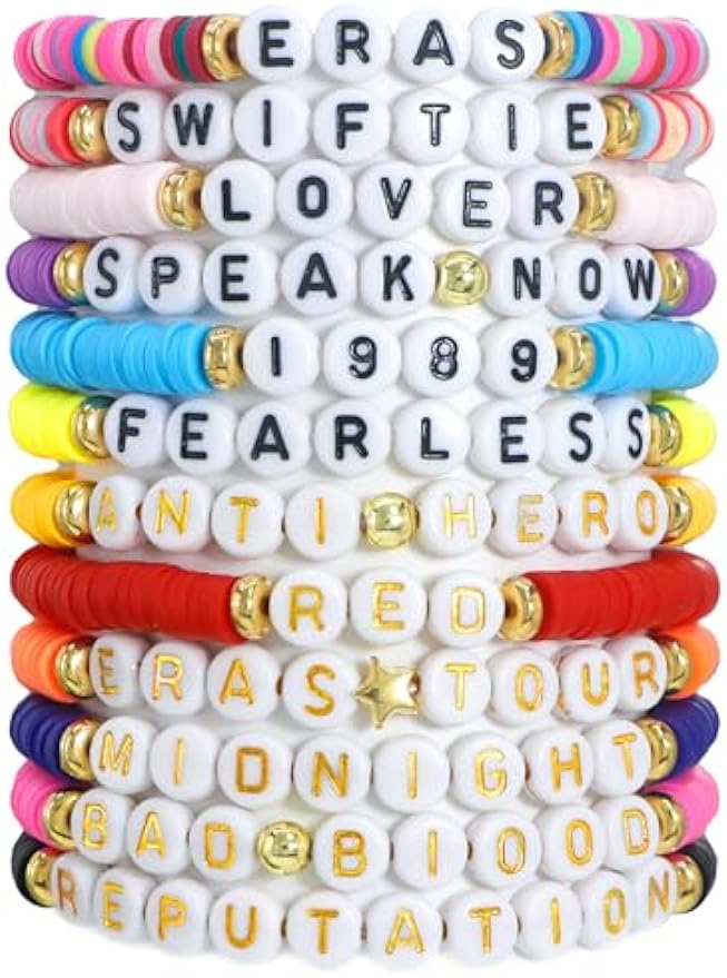 12PCS Taylor Inspired Bracelets Set, Friendship Bracelets Gifts, Multilayer Singer Music Album Inspired Bracelets