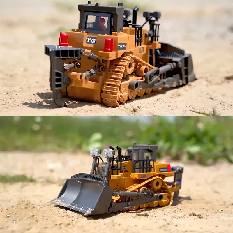 9 Channels Remote Control Bulldozer, 2.4Ghz RC Construction Vehicle Truck Toys - Cykapu