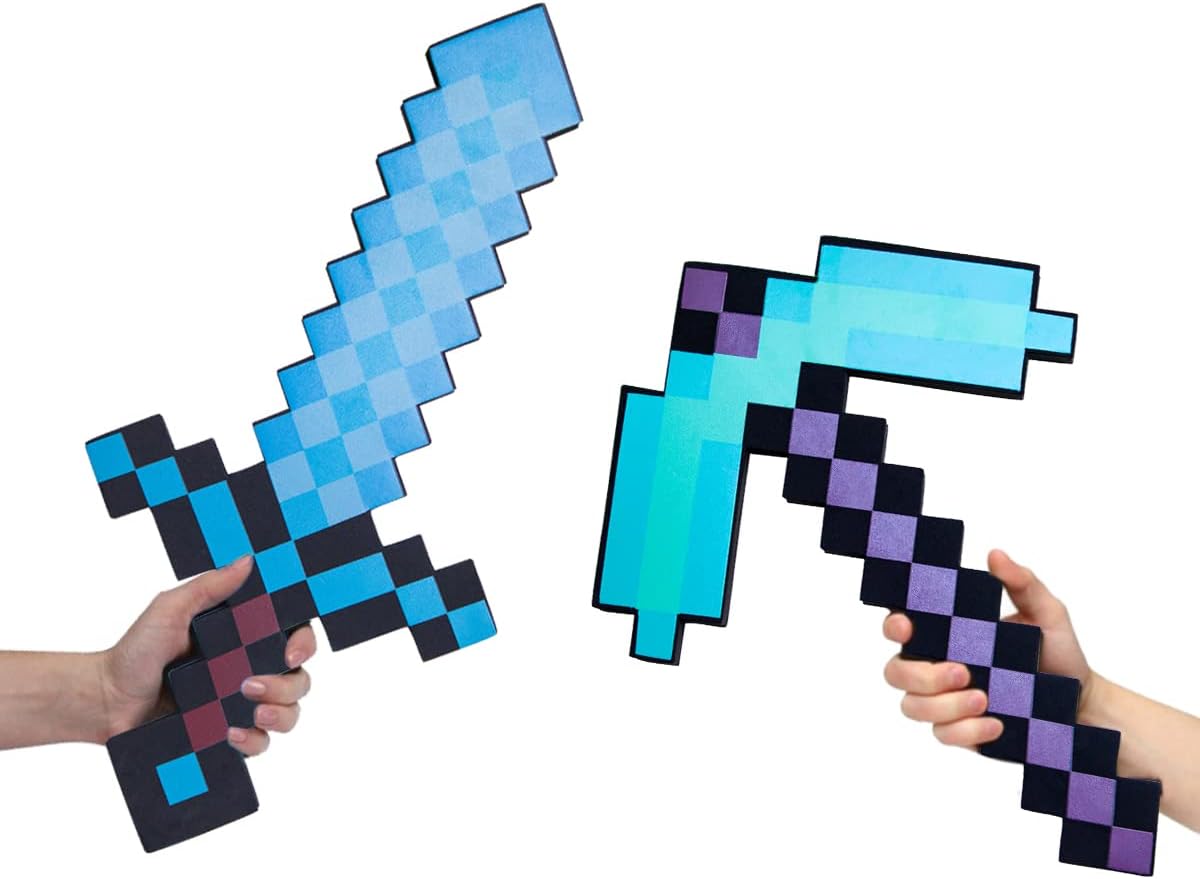 Pickaxe and Sword Toys,Game Transforming Kids Role-Play Accessory - Cykapu