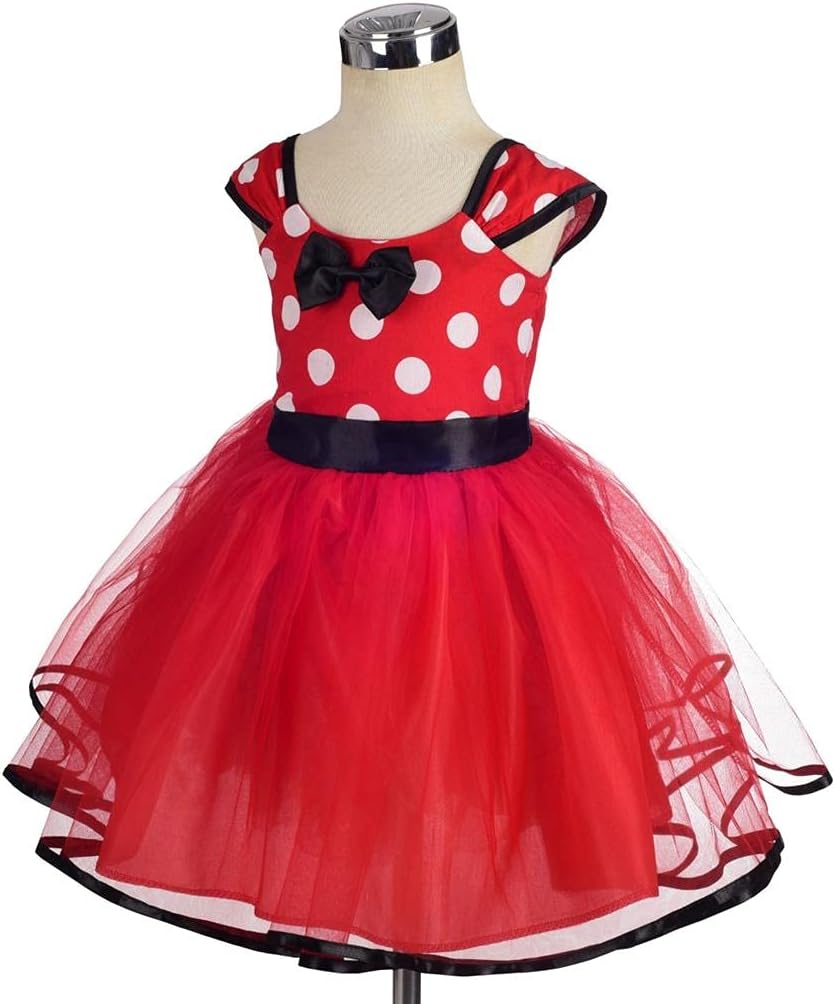 Dressy Daisy Baby Girl Polka Dots Fancy Dress Up Costume Birthday Party Tulle Dresses with Headband Pink/Red/Purple/Hot Pink - Cykapu