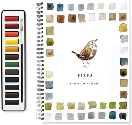 Watercolor Workbooks,Water Colors Paint Adult Set,Art Set,Paint Book,Beginner-Friendly Birds Watercolor Workbooks