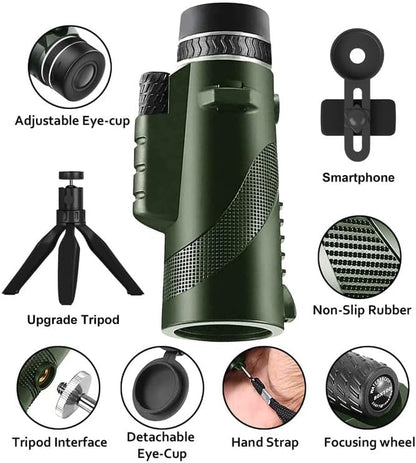 80x100 Monocular Telescope High Powered Monoculars for Adults Compact Monocular for Smartphone Adapter Cykapu