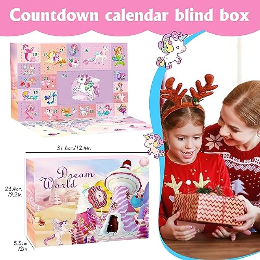 Advent Calendar 2023 for Girls, 24 Days Christmas Countdown Advent Calendars for Kids, 24Pcs Unicorn Toys for Girls Party Favors for Kids, Christmas Gifts for Kids 3 4 5 6 7 8 9 10 11 12 Year Old