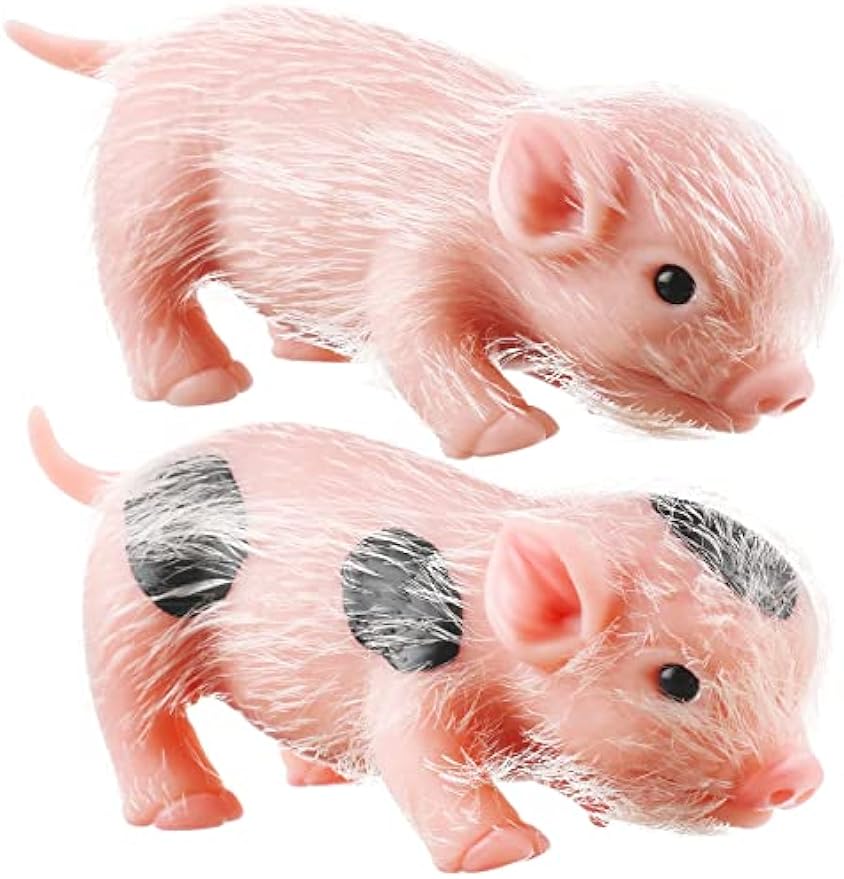 2 Pcs 5" Lifelike Silicone Mini Pig Dolls - Soft & Stylish Reborn Animal Toys for Gifts (Classic) - Cykapu