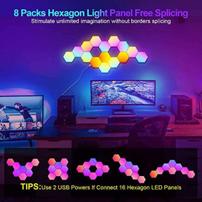 8 Pack Hexagon Light Panels - Smart RGB Hexagon LED Lights Wall Lights with APP & Remote Control - Cykapu