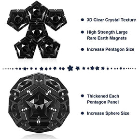 Magnetic Fidget Sphere - Pentagons Magnets Balls - 12 Piece Set