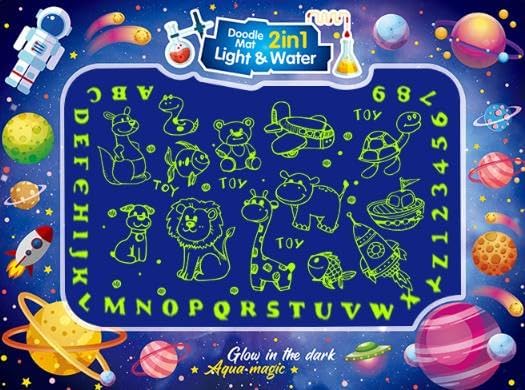 Luminous Water Doodle Mat, 2 in 1 Light and Water Doodle Mat 40 X 30 Inches Reusable Large Painting Writing Color Doodle Mat Drawing Board - Cykapu