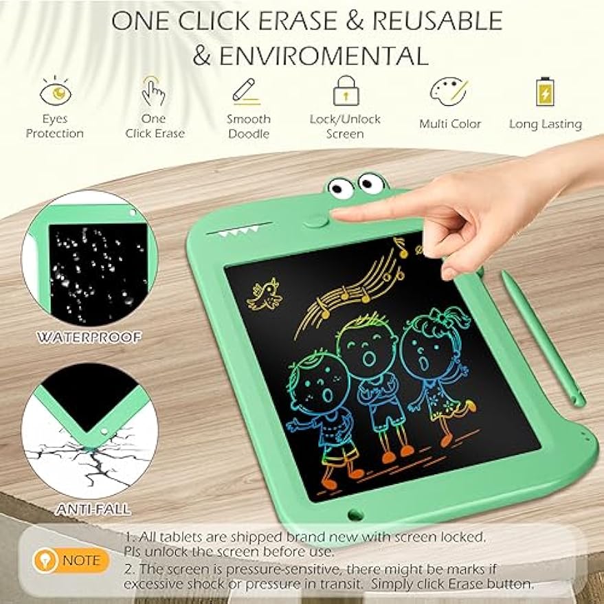 Jasonwell LCD Drawing Writing Tablet - Drawing Pad Doodle Board for Kids Toddlers Drawing Toy Educational Learning Toys Christmas Birthday Gift 2 3 4 5 6 7 8 Year Old Girls Boys (Green Dinosaur)