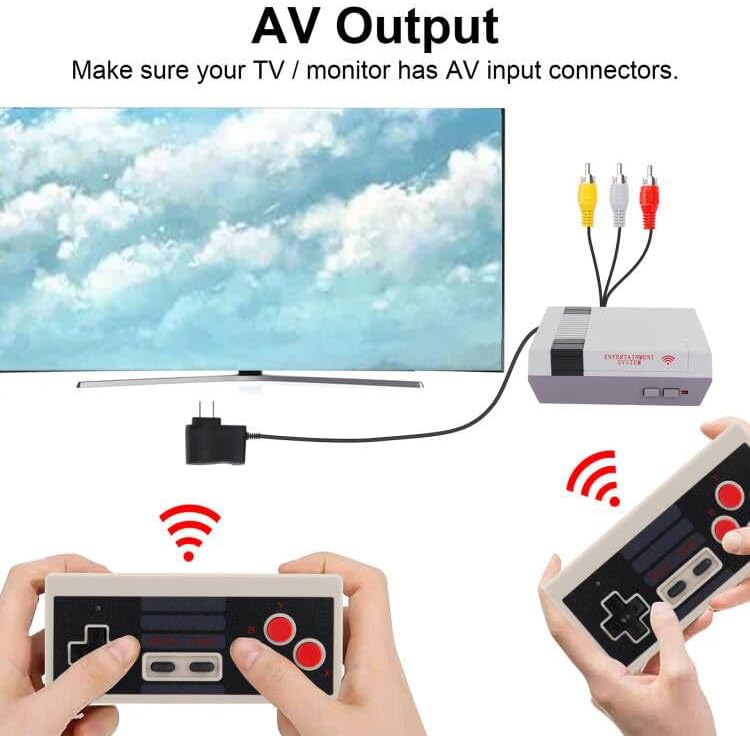 Classic Wireless Retro Video Game Console, AV Output Built-in with 620 Mini Retro Game Console Dual Players Mode