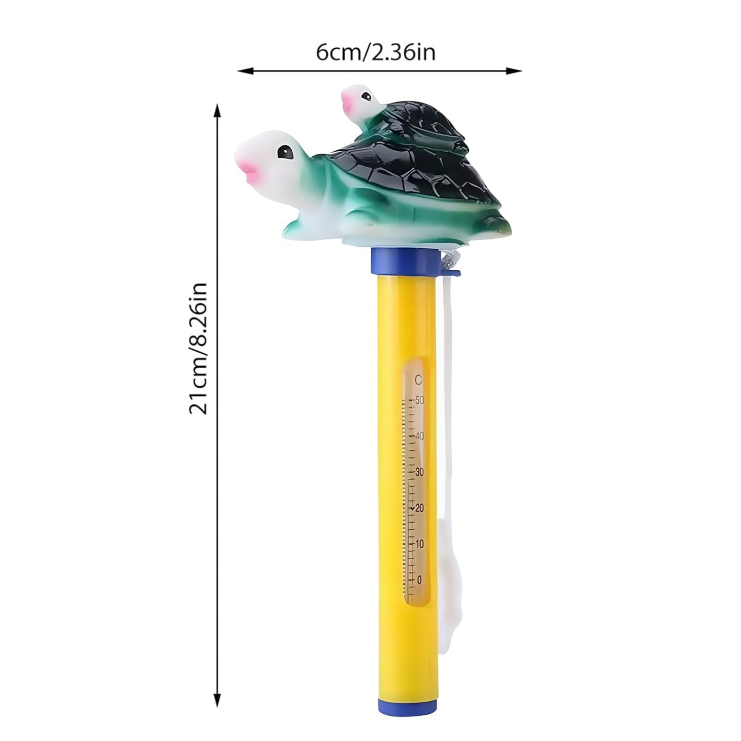 Floating Pool Thermometer, Floating Turtle Thermometer F/C Display with String Easy to Read, Shatter Resistant, for Outdoor & Indoor Swimming Pools, Spas, Hot Tubs & Aquariums (Turtle)