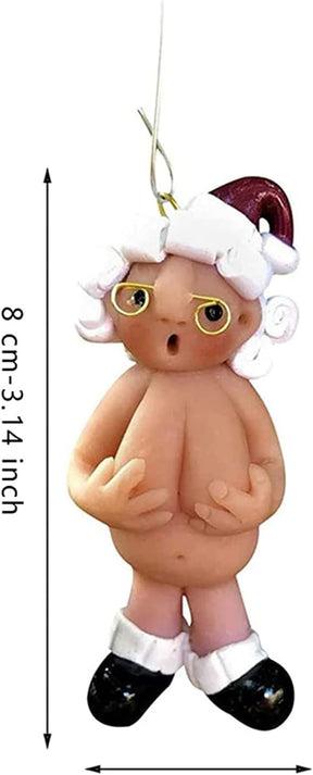 Naked Santa Claus Christmas Ornaments Naughty Santa Stocking Cap (5cm, Man+Woman) - Cykapu