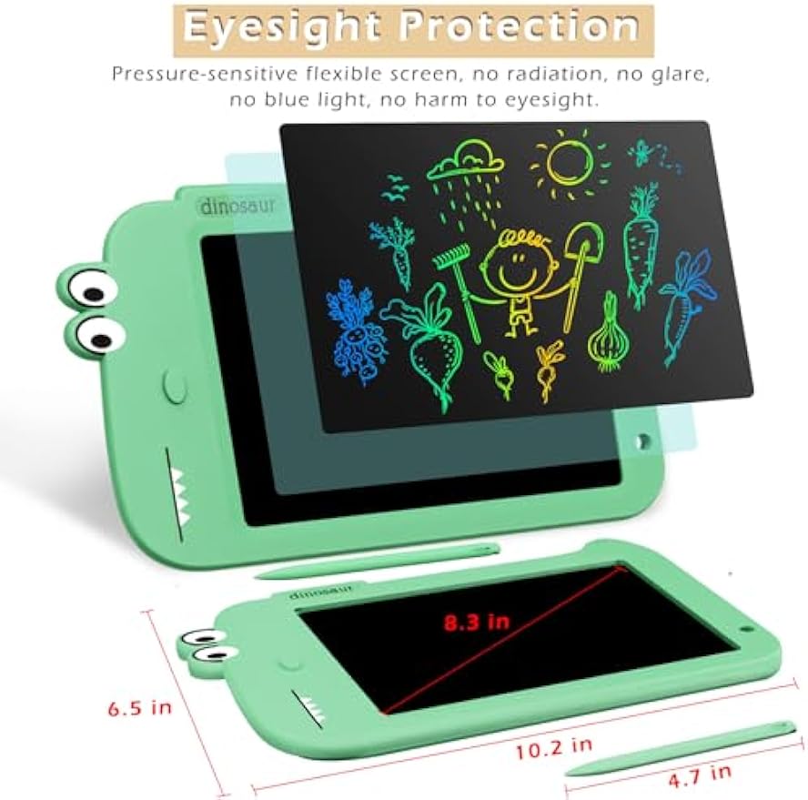 Jasonwell LCD Drawing Writing Tablet - Drawing Pad Doodle Board for Kids Toddlers Drawing Toy Educational Learning Toys Christmas Birthday Gift 2 3 4 5 6 7 8 Year Old Girls Boys (Green Dinosaur) - Cykapu