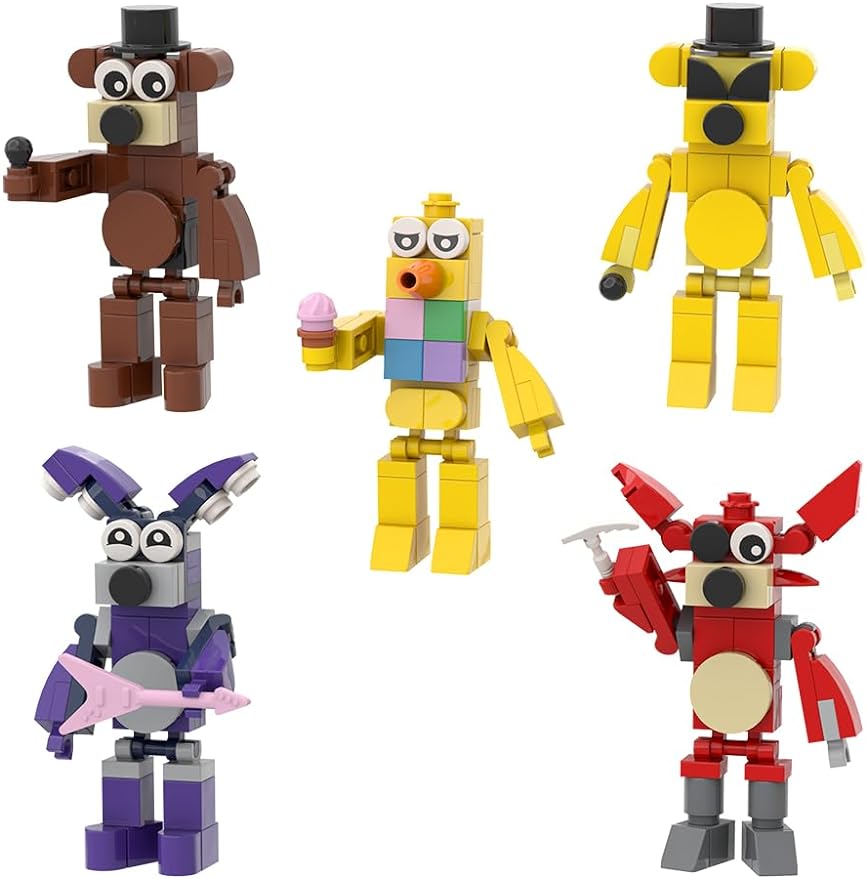 FNAF Security Breach Building Block Toys, Horror Five Nights Game Bonnie Chica Foxy Action Figure Model - Cykapu
