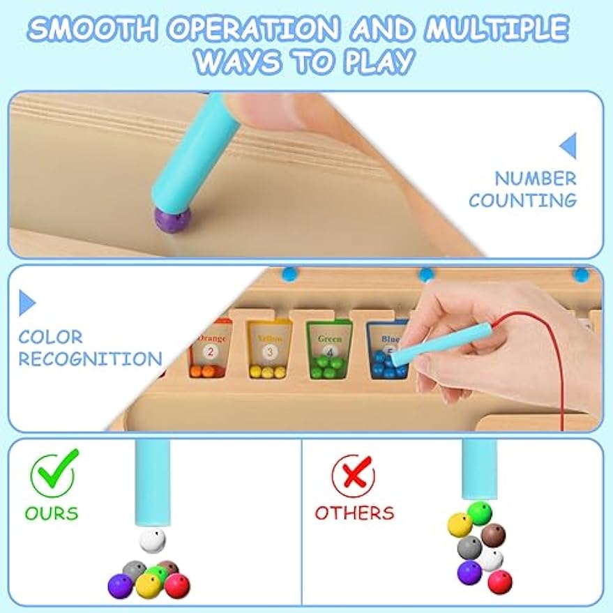 3-in-1 Montessori Toys for 3+ Years Old, Educational Magnetic Color and Number Maze, Toddlers Shape Sorting Counting Game, Preschool Learning Math Activities Classroom Toys for Toddlers - Cykapu