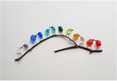 Rainbow Sea Glass Birds, Rainbow Birds on Branch Ornaments (No Frame) - Cykapu