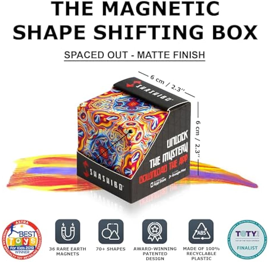 Shape Shifting Box - Award-Winning, Patented Fidget Cube w/ 36 Rare Earth Magnets - Transforms Into Over 70 Shapes