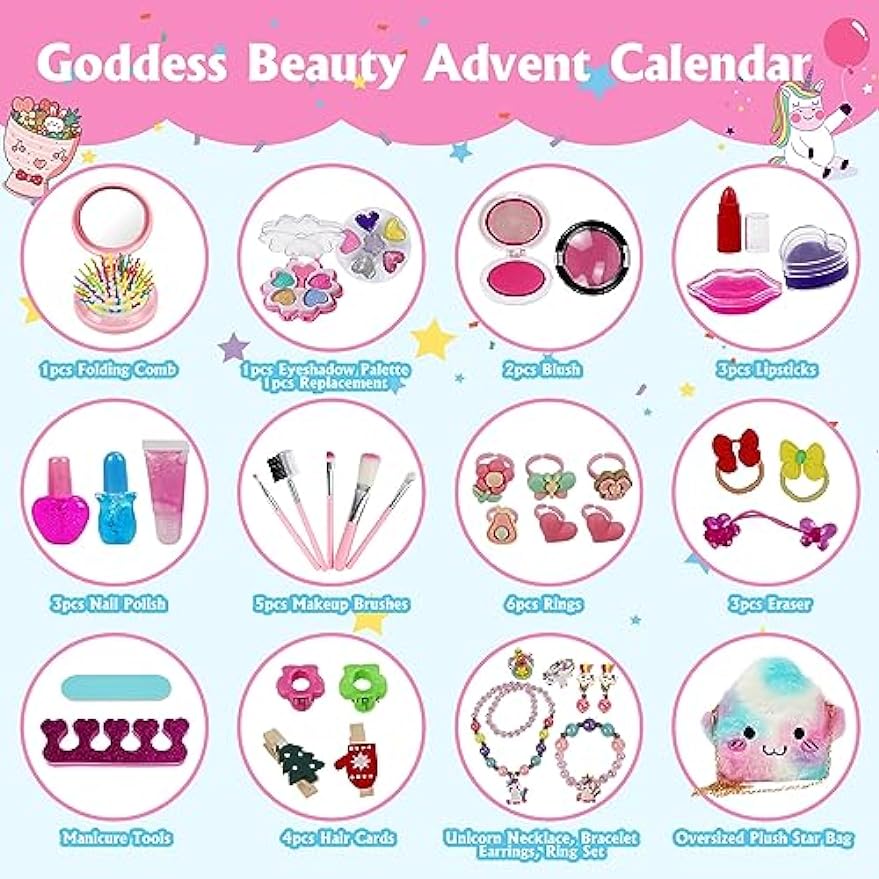 Advent Calendar 2023, Christmas Countdown Calendar for Girls, 24