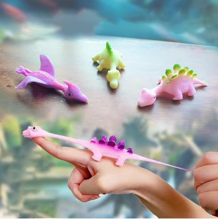 10 PCS Dinosaur Finger Toys, Dinosaur Finger Slingshot, Sling Shot Dinosaur Finger Toys Random Color - Cykapu