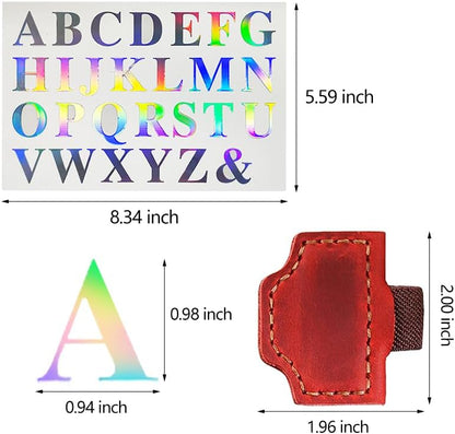 Bookmark with Pen Holder, 26 Letters Laser Sticker Personalized Magnetic Bookmarks Leather, Name Book Marker Clip with Initial for Men Women, Gifts for Bookmarks Book Readers Lovers