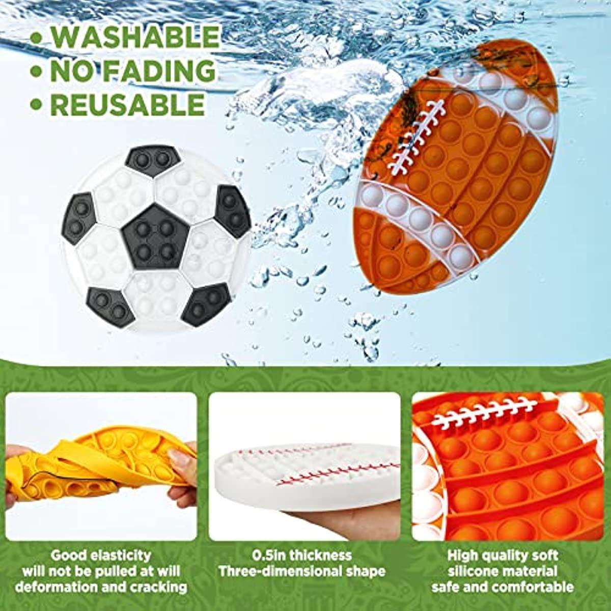 4 Pcs Push Bubble Fidget Sensory Toy, Sensory Bubble Football Basketball Baseball Rugby - Cykapu