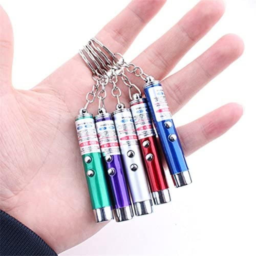6 PCS Cat Toys Laser Pointer Mini Keychain Laser Pointer LED Flashlight Dog Laser Toy Pet Remote Control Laser