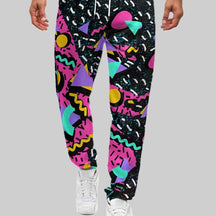 Plus Size Men's Summer Casual Sweatpants, Colorful Geometric Element Print Versatile Long Pants For Training Joggers