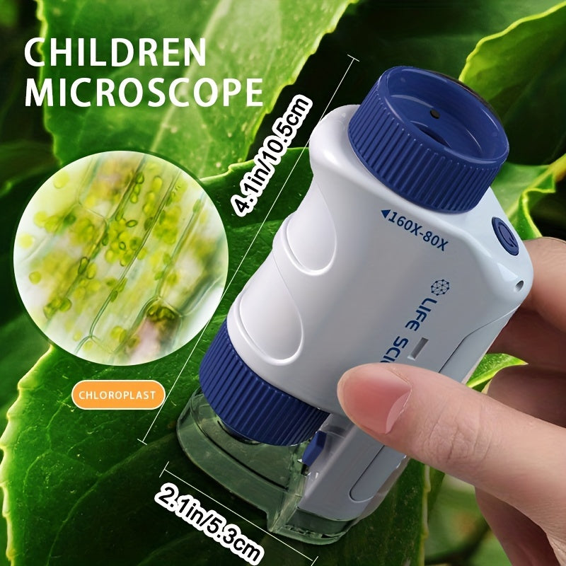 Handheld Microscope Kit With LED Light, 60X-120X Or 80-160X Biological Science Educational Toy
