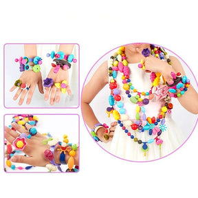 370pcs/set Children's DIY Cordless String Beads, Children's Educational Splicing Toys, Popper Beaded Bracelet Necklace - Cykapu