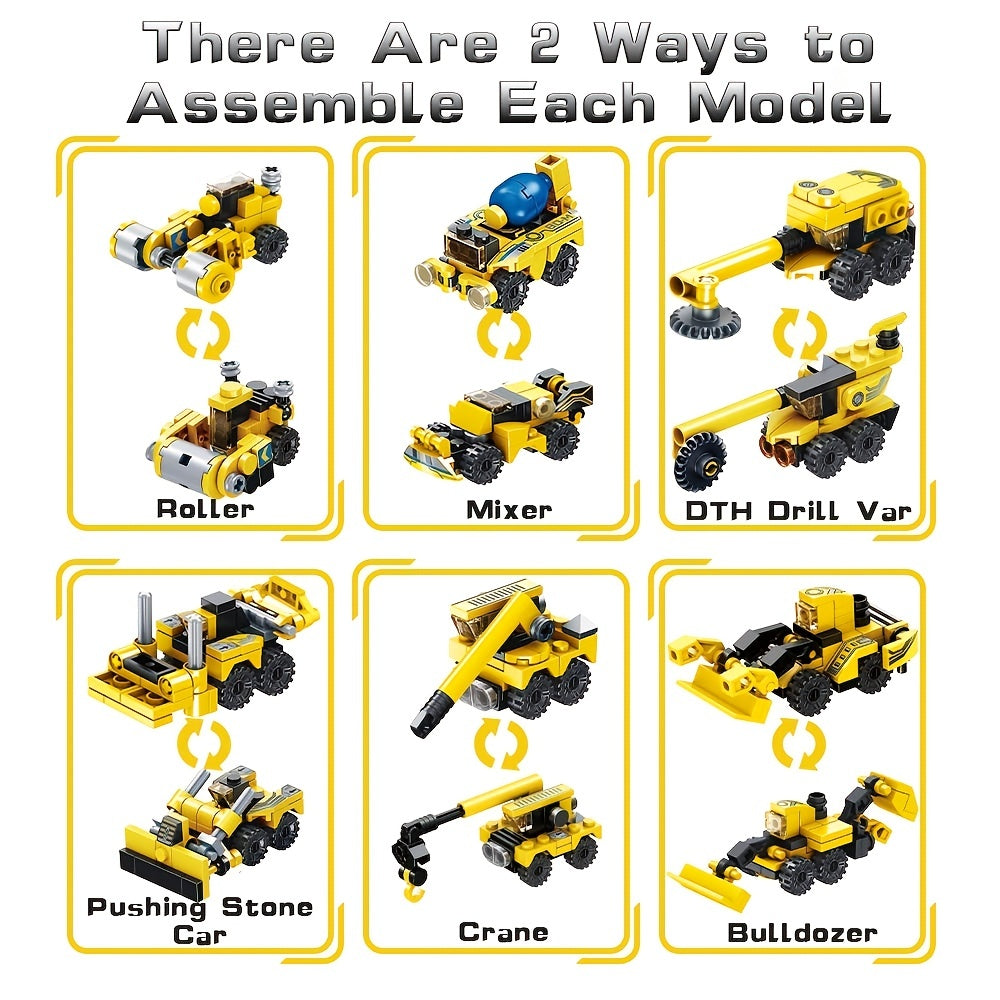 Building Toys, 573 PCS Robot Toys, 25-in-1 Engineering Building Bricks Construction Vehicles Kit Building Blocks