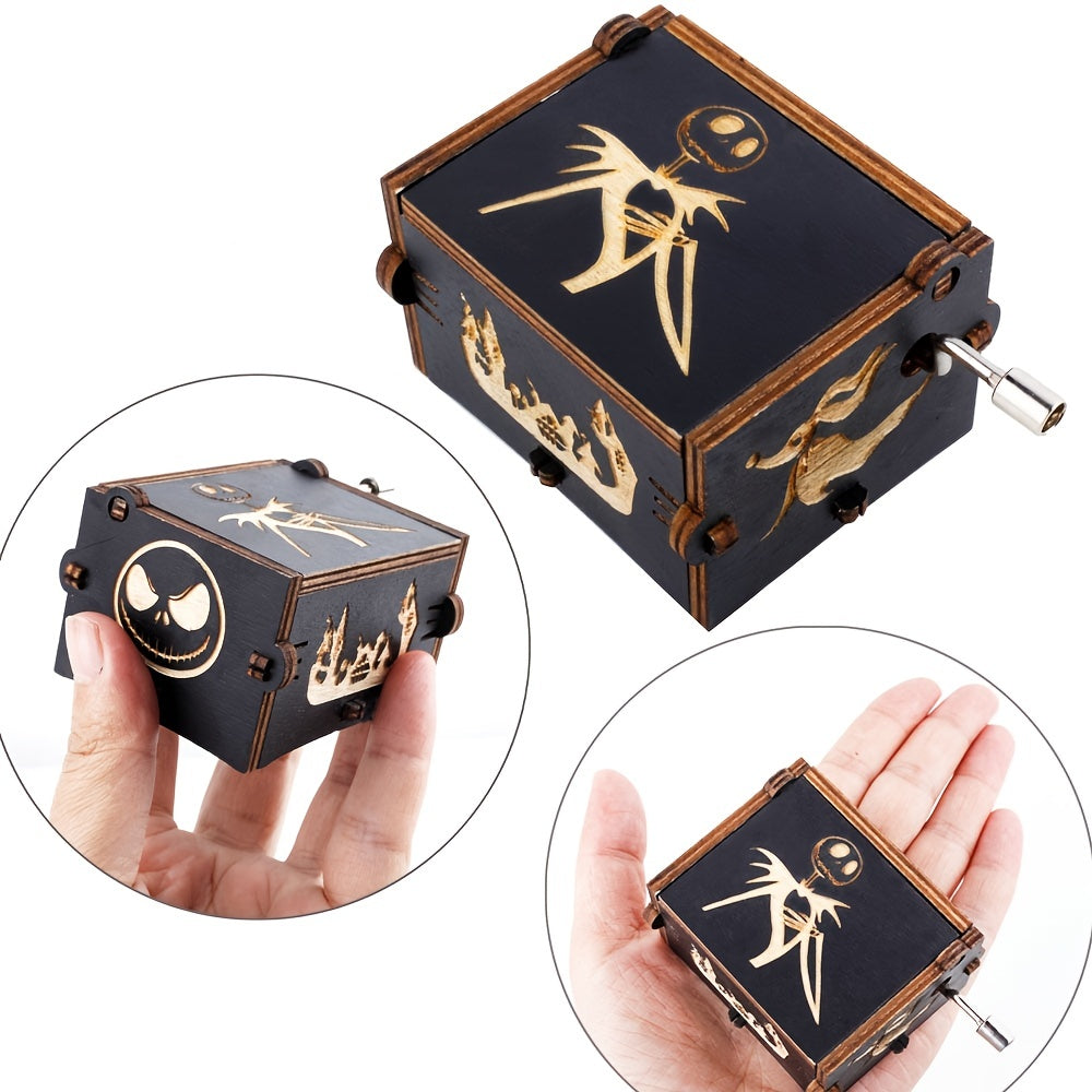 Music Box, Wooden Engraved Music Box, Christmas Musical Box, Halloween Music Box Valentine's Day Gifts Birthday Gifts Bedroom Accessories Room Decoration