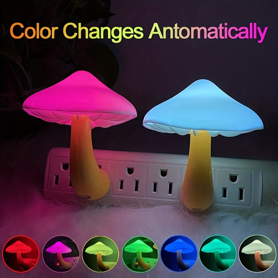 3 Packs Of UTLK Plug-In LED Mushroom Night Lights - 7 Colors & Dusk To Dawn Sensor Cykapu