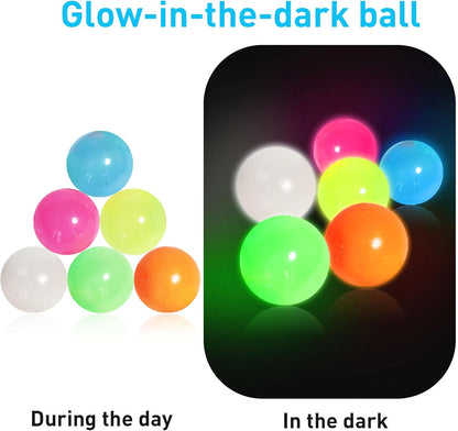 4 Pcs Glowing Sticky Balls, Stress Relieving Glow in The Dark Toys Stick to The Ceiling, Fun Decompression Fidget Toy for Kids and Adults Anxiety Pressure