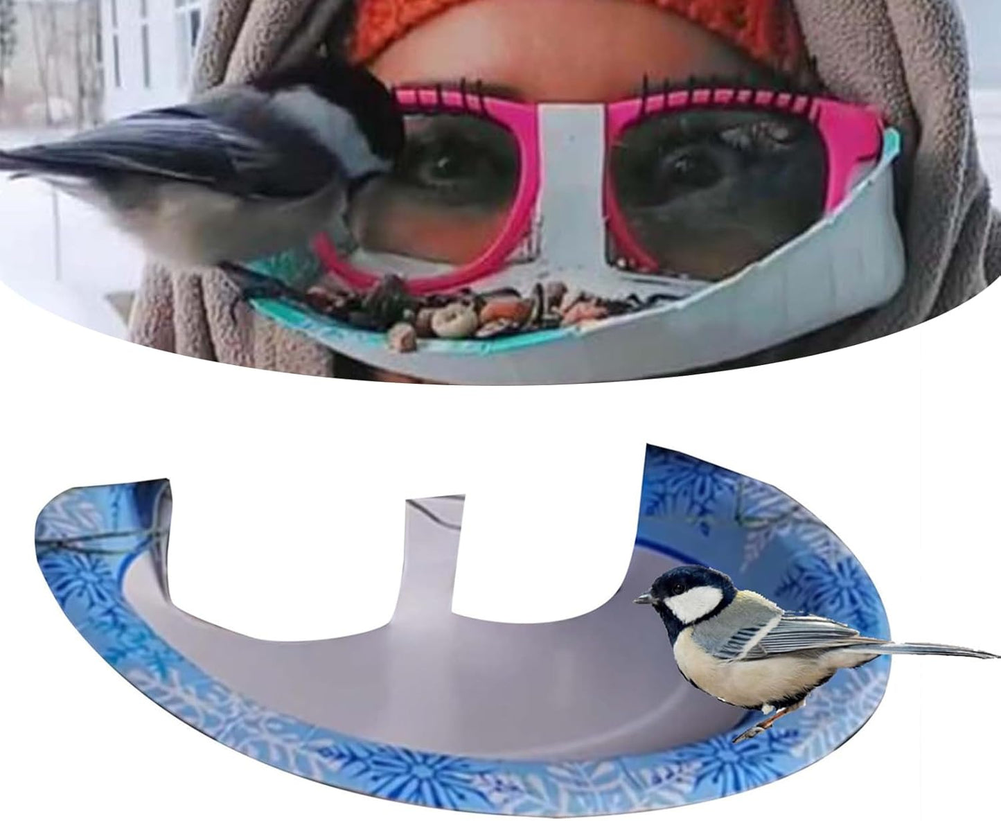 BirdieVision Glasses-Frame Bird Feeder, Wearable Hummingbird Feeder, Facial Bird Feeder, Unique Bird Feeders for Outdoors, Head Mounted Bird Feeder, Stylish Accessory for Bird Watchers (Blue)