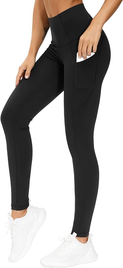 THE GYM PEOPLE Thick High Waist Yoga Pants with Pockets, Tummy Control Workout Running Yoga Leggings Cykapu